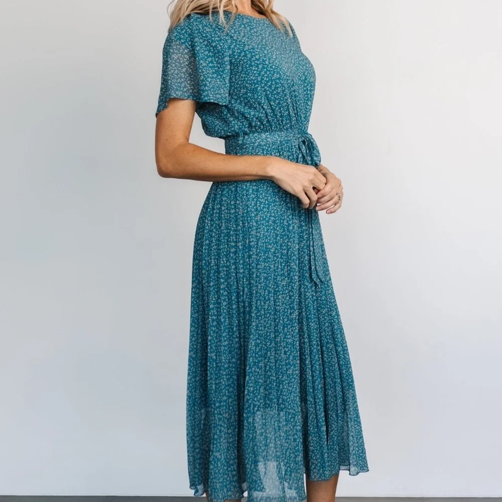 Baltic Born Prim Pleated Dress | Persian Blue Print Size MM - Picture 1 of 5